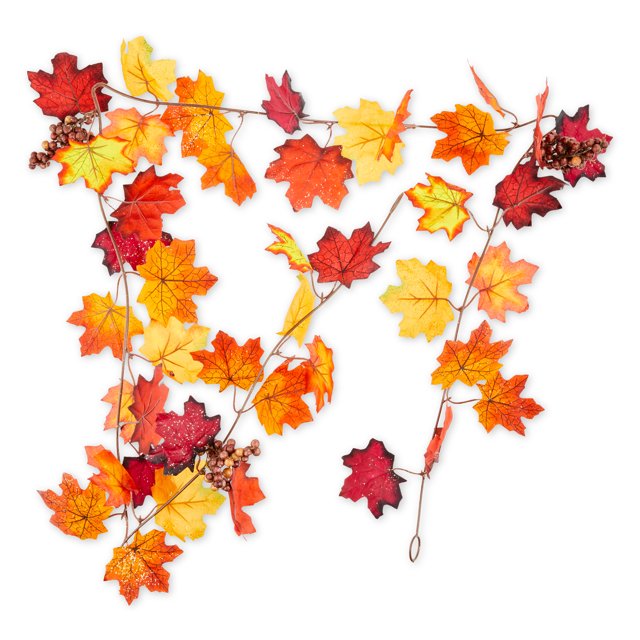 Fall, Harvest Glitter Garland, Maple Leaves, 6', Way To Celebrate
