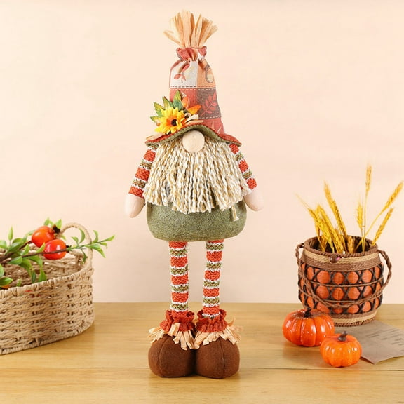 Fall Harvest Gnome Plush Decor Cute Telescoping Fall Fabric Gnome Doll Elf Standing Decor Fall Table Collectible Ornaments Gnome Decor Fall Gift Present