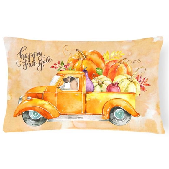 Fall Harvest Great Dane Canvas Fabric Decorative Pillow
