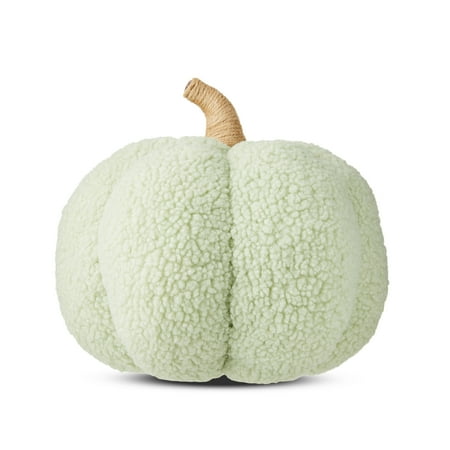Fall Harvest Green Fabric Pumpkin Shaped Pillow, 10", by Way To Celebrate