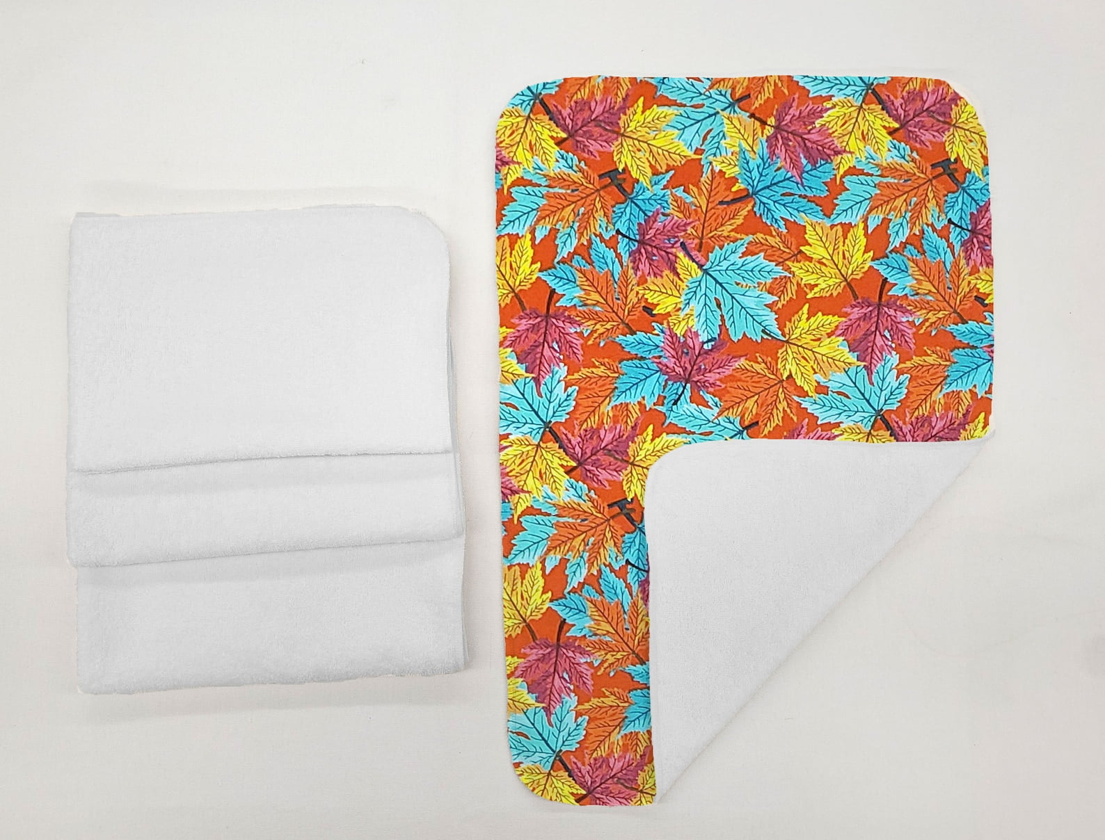 Fall Harvest Hand Towels (Set of 4) by Penny's Needful Things (Towel Color: White) (Colorful Leaves)