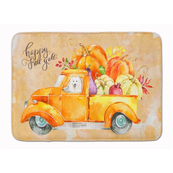 Fall Harvest Japanese Spitz Machine Washable Memory Foam Mat