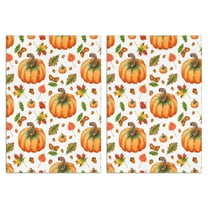 Fall Harvest Kitchen Towel Set of 2 - Printed Maple Leaves Dish Towels, Absorbent for Drying Decor