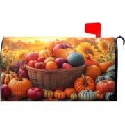 Fall Harvest Mailbox Cover Magnetic Standard Size 21X18 Inch Autumn Floral Mail Box Covers Thanksgiving Pumpkin Mailbox Wraps Post Letter Box Cover for Seasonal Holiday Home Garden Yard Decor