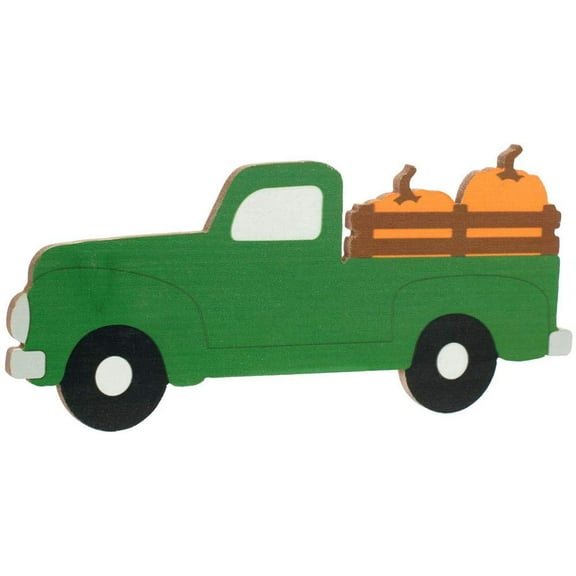 Fall Harvest Pumpkins Truck Sign - 15" x 7", Vintage Green Truck, Halloween, Orange, Thanksgiving, Front Door, Wreath, Pumpkin Patch, Kitchen, Autumn