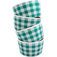 thumbnail image 1 of Fall Harvest Ramekins Set of 4, 5.25 oz Ceramic Baking Bowls for Creme Brulee Dishes, Mini Cheesecakes, Dipping Sauce Bowls (Turquoise/White Buffalo), 1 of 4
