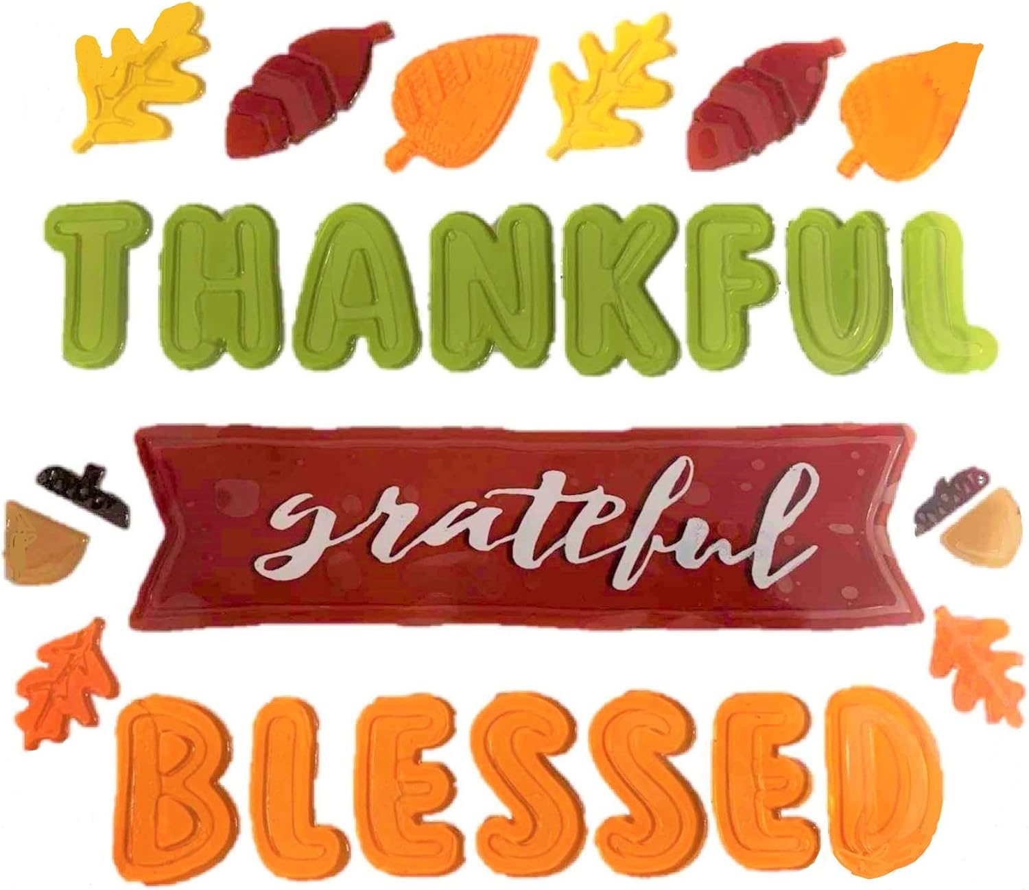 Fall Harvest Reusable Gel Window Clings, Thankful Grateful Blessed With