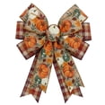 thumbnail image 1 of Fall Harvest Season Thanksgiving Bow Wreath Accessory Vintage Plaid Pumpkin Maple Leaf Ribbon Bow Indoor Fall Home Decoration, 1 of 6