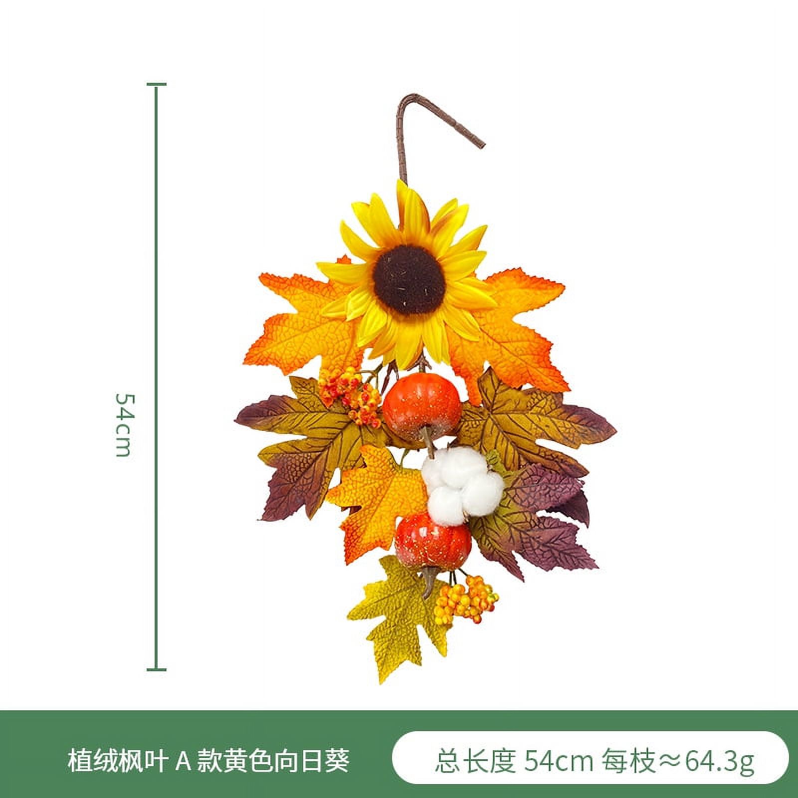 Fall Harvest Swag for Front Door Autumn Decorative Pumpkin Maple Leaf