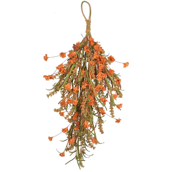 Fall Harvest Teardrop Swag, Artificial Fall Wheat Ears Swag, Hanging Simulation Flower Teardrop for Front Door Decor Thanksgiving Christmas Halloween Wall Decor