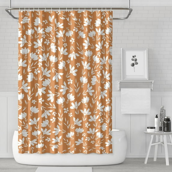 Fall Harvest Thanksgiving Pumpkin Shower Curtain,Autumn Leaves with Pumpkins Farmhouse Bath Curtain,Maple Leaves Bathroom Accessories Botanical for Bathroom Curtain Liner Set with Hooks,72X72in