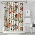 thumbnail image 1 of Fall Harvest Thanksgiving Pumpkin Shower Curtain,Autumn Leaves with Pumpkins Farmhouse Bath Curtain,Maple Leaves Bathroom Accessories Botanical for Bathroom Curtain Liner Set with Hooks,72X72in, 1 of 6