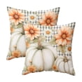 thumbnail image 1 of Fall Harvest Throw Pillow Covers 18x18 Inch Set of 2, Printed Pumpkin Decorative Square Pillowcases, Farmhouse Holiday Cushion Covers for Sofa Living Room Home Fall Halloween Thanksgiving Decor, 1 of 8