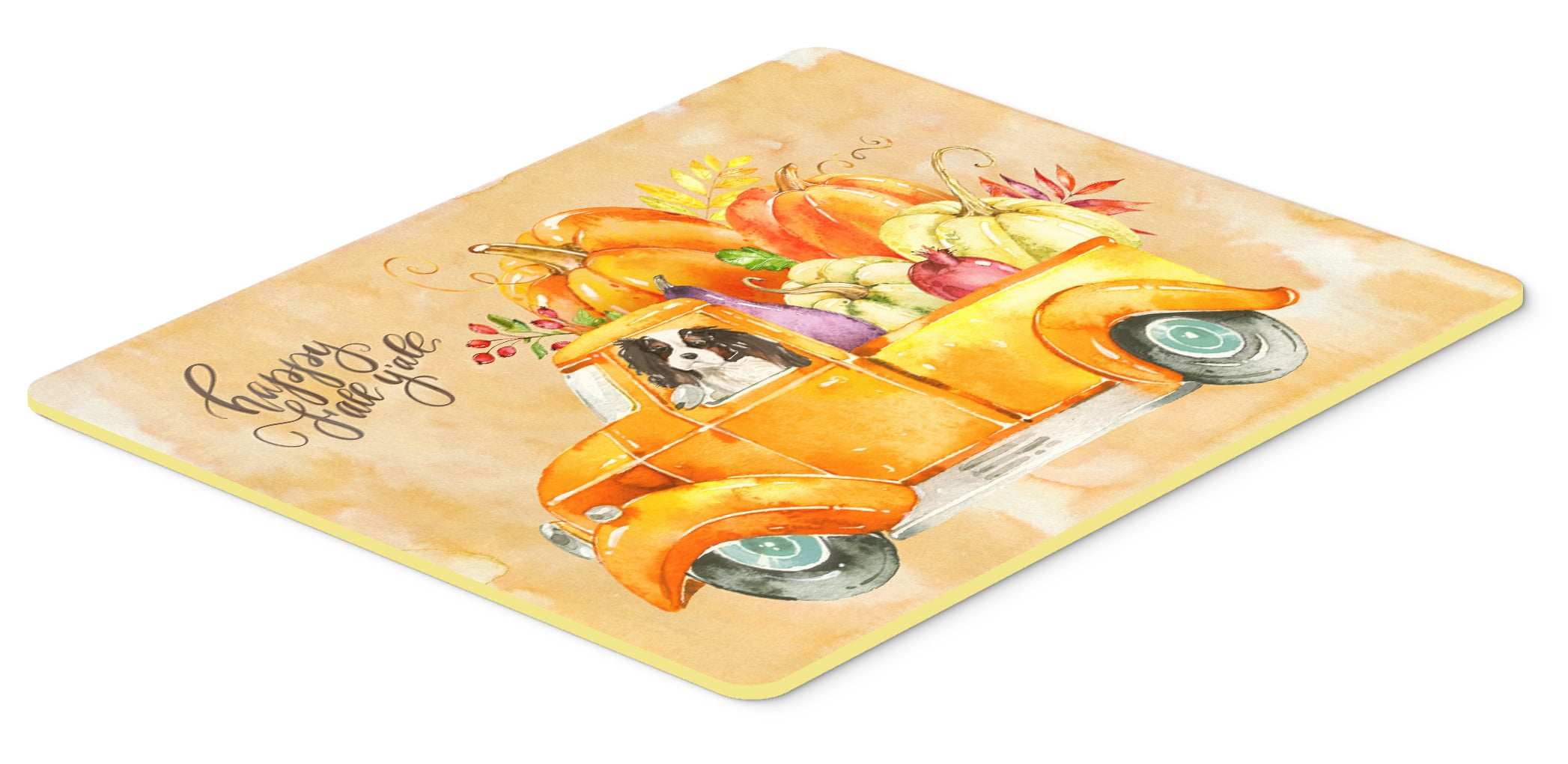 Fall Harvest Tricolor Cavalier Spaniel Kitchen or Bath Mat 24x36