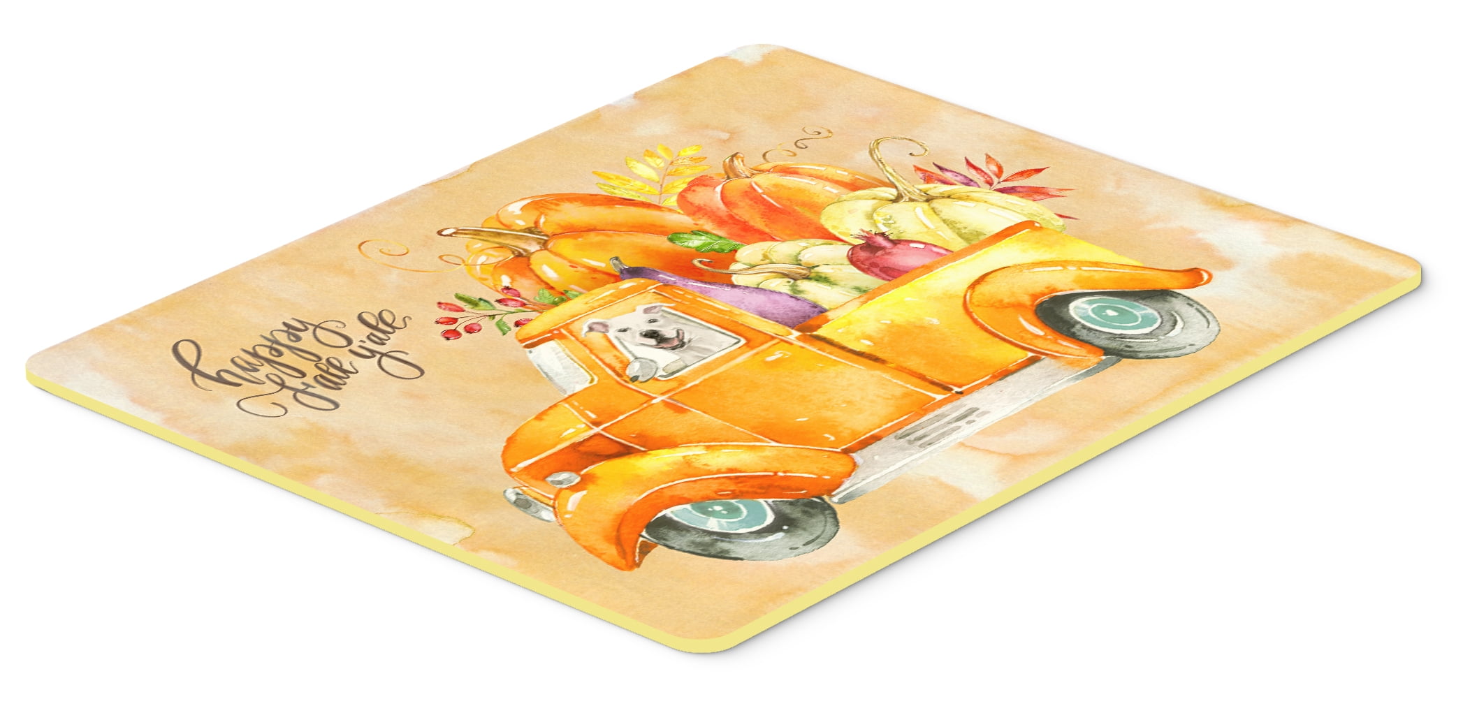 Fall Harvest White Staffordshire Bull Terrier Kitchen or Bath Mat 24x36