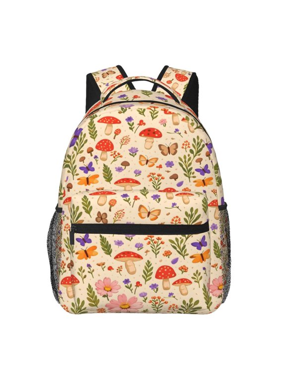 Fall Harvest Wildflower Mushroom Backpack Lightweight Rucksack Travel Bag for Men and Women