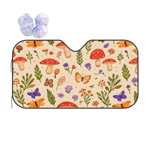 Fall Harvest Wildflower Mushroom Car Windshield Sun Shade Universal Fit Auto Sun Visor Protector