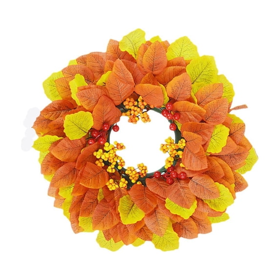 Fall Harvest Wreath for Front Door Artificial Maple Berry Wreath Thanksgiving Autumn Decor for Porch Wall Indoor Outdoor Hanging(Multicolor)