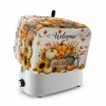 thumbnail image 1 of Fall HarvestThanksgiving Pumpkins Sunflowers Maple Leaves Toaster Cover 2 Slice, Dustproof Bakeware Oven Protector with Top Hook, Waterproof Small Kitchen Appliance Toasters Dust Cover, 12"x7.5"x8", 1 of 9