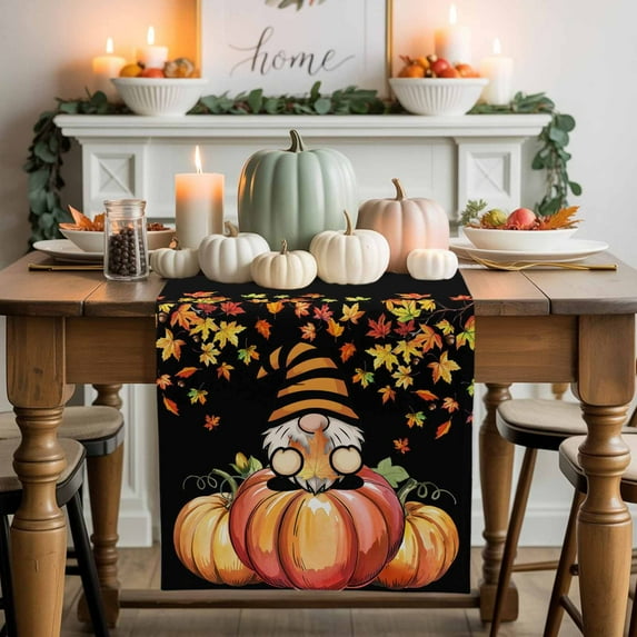 Fall Hat Table Runner, Autumn Thanksgiving Kitchen Dining Table Decoration for Home Party Decor 13x120 Inches