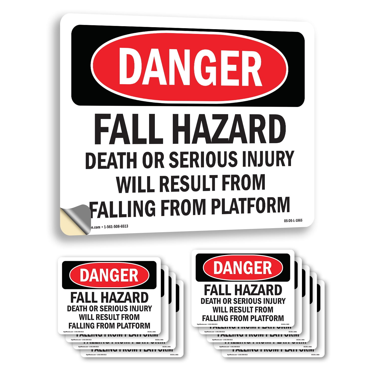 Label Fall Off Fall Hazard Falling From Platform OSHA Danger Vinyl Decal Label 10 Inch ...