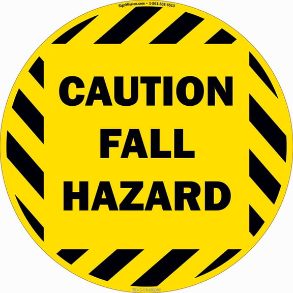 Fall Hazard Non-Slip Floor Marker | 6 Pack of 16" Circle Vinyl Decal | Protect Your Business, Work Place & Customers |  Made in The USA