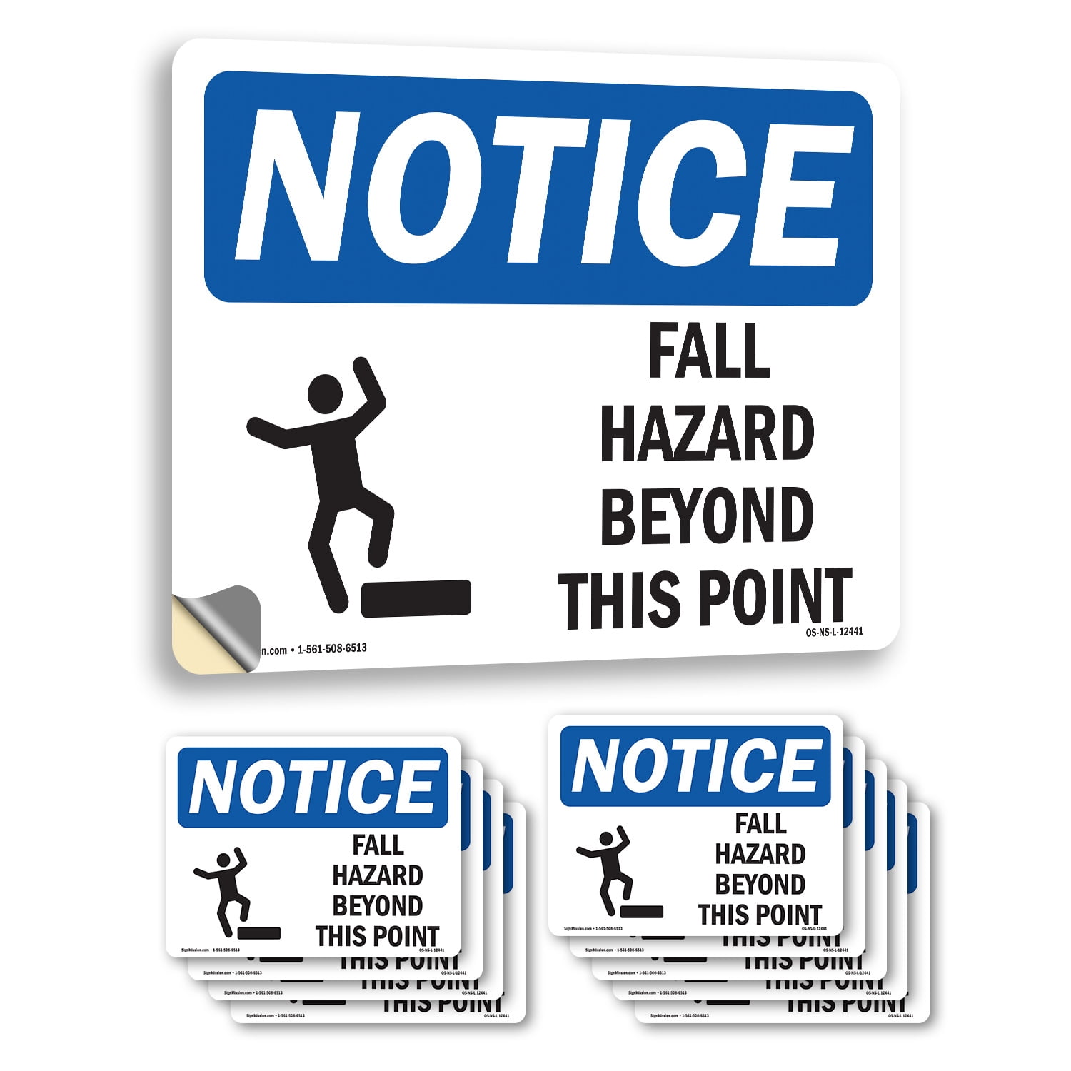 Fall Hazards Beyond This Point With Symbol OSHA Notice Vinyl Decal ...