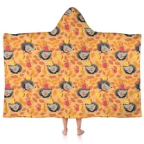 Fall Hedgehog Apple Leaf Pattern Hooded Bath Towel，50"x30" for Ages 3 To 12 Kids, Quick Dry Lightweight Soft Microfiber Hood Beach Towel Cover Up for Kids