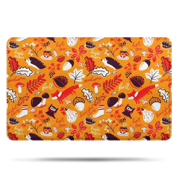 Fall Hedgehog Leaves Bathroom Rugs Mat,Non Slip Microfiber Bathroom Rug,Rubber Backing,Soft Bathroom Mats for Bathroom Floor,Tub and Shower,20x32in(50x80cm)