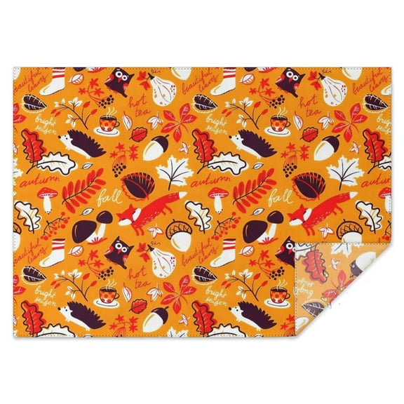 Fall Hedgehog Leaves Rectangle Tablecloth 60"x84",Waterproof Polyester Rectangle Table Cloth, Wipeable Spillproof Polyester Tablecloth for Dining, Camping, Indoor and Outdoor