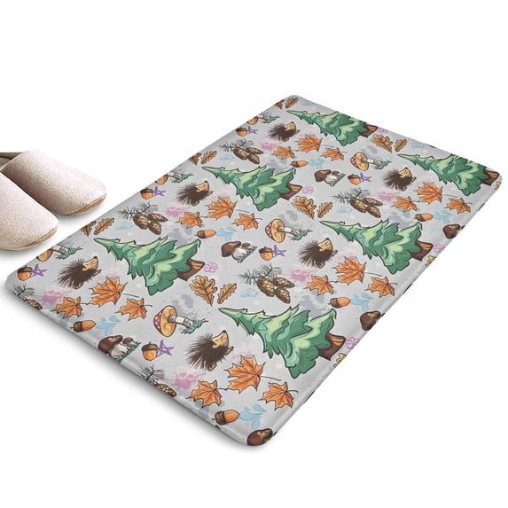 Fall Hedgehog Pattern Flannel Non Slip Door Rugs,Washable Door Mats Indoor,Decorative Door Mats,Dirt-Resistant and Absorbent Doormat for Entrance,Bedroom,Kitchen,Bathroom,23.5x16in(60x40cm)
