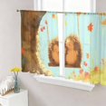 thumbnail image 1 of Fall Hedgehog Sheer Curtains 54 Inch Length 2 Panels Set, Orange Botanical Tree Thanksgiving Voile Window Treatment Rod Pocket Short Kitchen Curtains Drapes for Bedroom 52"x54"x2, 1 of 7