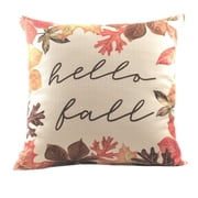 Little Birdie Hello Fall Pillow - One Pillow 16 Inch, Polyester - Colorful Leaves Home Decor Fal0024