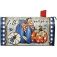 thumbnail image 1 of Fall Hello Pumpkin Welcome Mailbox Cover Magnetic Standard Size 21" x 19", Blue Autumn Thanksgiving Decorative Post Letter Box Wrap Decor, Plaid Farmhouse Rustic Garden Yard Outdoor Decoration, 1 of 6