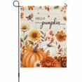 thumbnail image 1 of Fall Hello Pumpkins Garden Flag 12 x 18 Inches, Thanksgiving Country Sunflower Bird Berry Leaf Weather Proof Outdoor Patio Flags Double Sided Small Garden Decoration for Yard Outside Home, 1 of 9