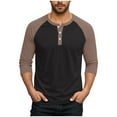 thumbnail image 1 of Fall Henley Shirts for Men Raglan 3/4 Sleeve Baseball T-Shirts Casual Cotton Sport Athletic Tee Tops, 1 of 7