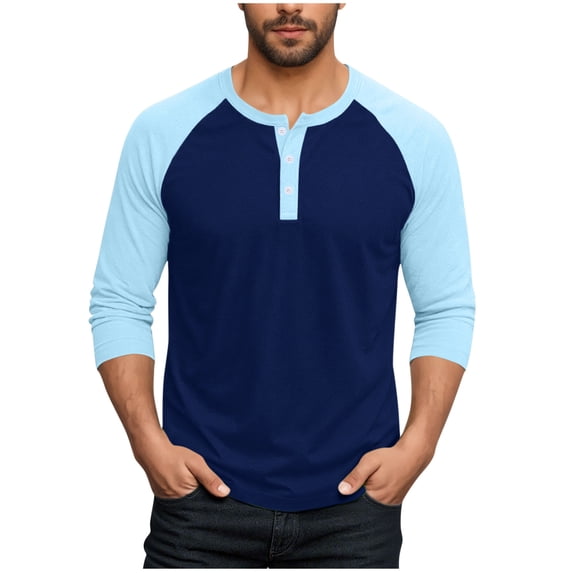 Fall Henley Shirts for Men Raglan Long Sleeve Baseball T-Shirts Casual Cotton Sport Athletic Tee Tops