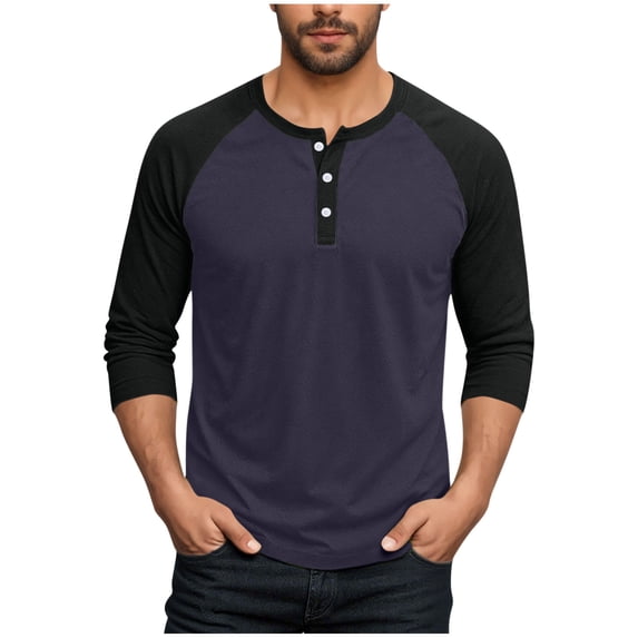 Fall Henley Shirts for Men Raglan Long Sleeve Baseball T-Shirts Casual Cotton Sport Athletic Tee Tops