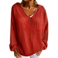 Fall Hooded Sweaters for Women Hollow Out Crochet Pullover Jumper Tops