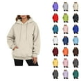 thumbnail image 1 of Fall Hoodie for Women 2025 Long Sleeve Plain Basic Hooded Sweatshirt with Pockets Essentials Womens Hoodie Pullover, 1 of 5