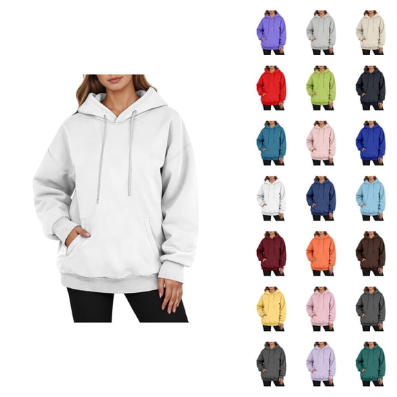 Fall Hoodie for Women 2025 Long Sleeve Plain Basic Hooded Sweatshirt with Pockets Essentials Womens Hoodie Pullover