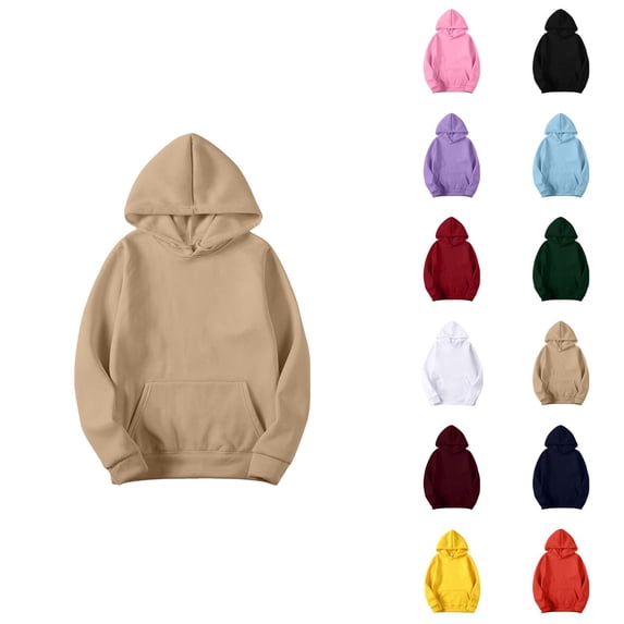 Fall Hoodie for Women 2025 Plain Basic Long Sleeve Hooded Sweatshirt with Pockets Slim Fit Pullover Hoodies for Women