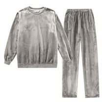 Fall Hoodies Sweatsuits Womens Loungewear Suit 2 Piece Velour Sets Long Sleeve Pullover Tops with Long Pants Outfits Fall Winter Warm Velvet Sleepwear Sweatsuit Gray XL