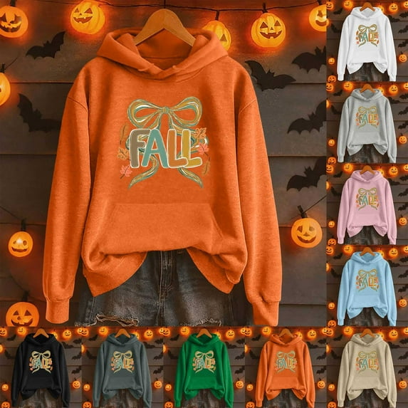 Fall Hoodies Women Fall Hoodies Halloween Pullover Sweatshirt Long Sleeve Hooded Sweatshirt Women Dark Gray XXL
