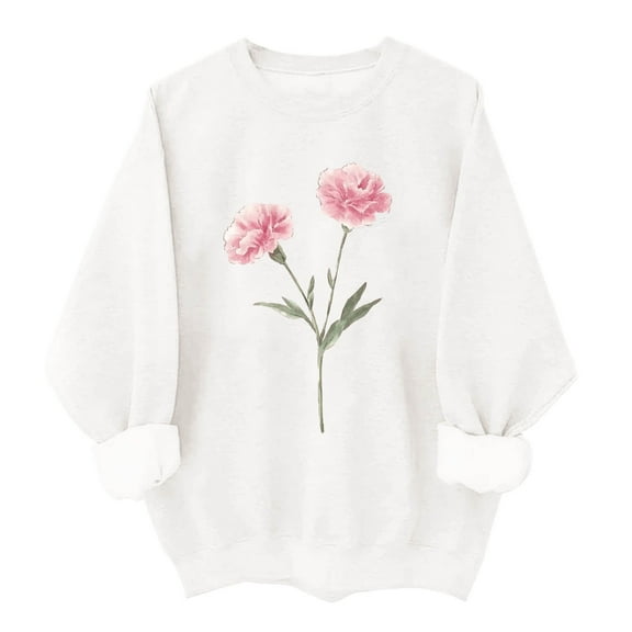 Fall Hoodless Sweatshirt for Women Printed Casual Crewneck Long Sleeve Ladies Loose Hoodless Sweatshirts