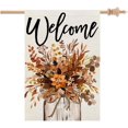 thumbnail image 1 of Fall House Flag 28x40 Inch Double Sided for Outside Welcome Burlap Floral Mason Jar Large Autumn Yard Flag CF1151-40, 1 of 7