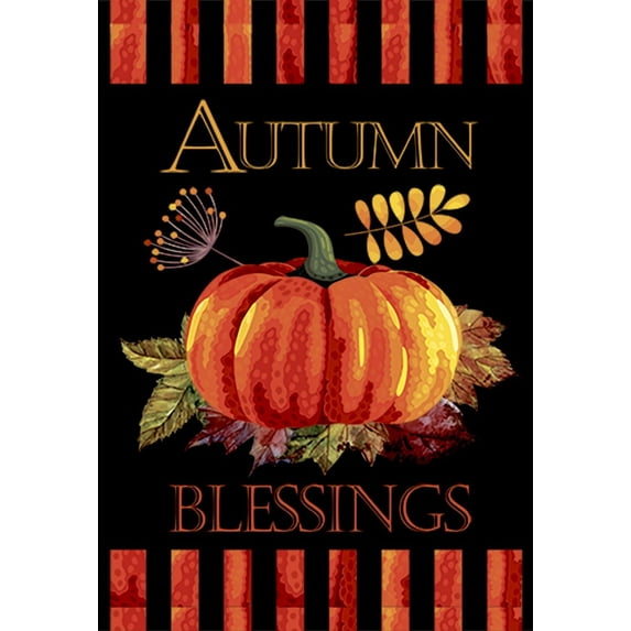 Fall House Flag with Pumpkin - Autumn Blessings Double Sided Decorative Flag 28x40 Inch