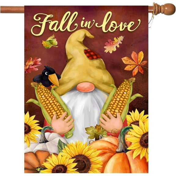 Fall House Flags Double Sided Thanksgiving Flag Harvest Pumpkin Yard Decorations Happy Autumn Garden Flags 28 x 40 Inch Large Thanksgiving House Flags with 2 Grommets