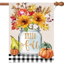 Fall House Flags Double Sided Thanksgiving Flag Harvest Pumpkin Yard Decorations Happy Autumn Garden Flags 28 x 40 Inch Large Thanksgiving House Flags with 2 Grommets