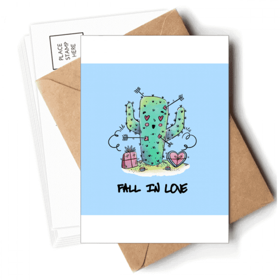 Fall In Love Cactus Art Deco Fashion Postcards Envelopes Blank Note Cards Mailing